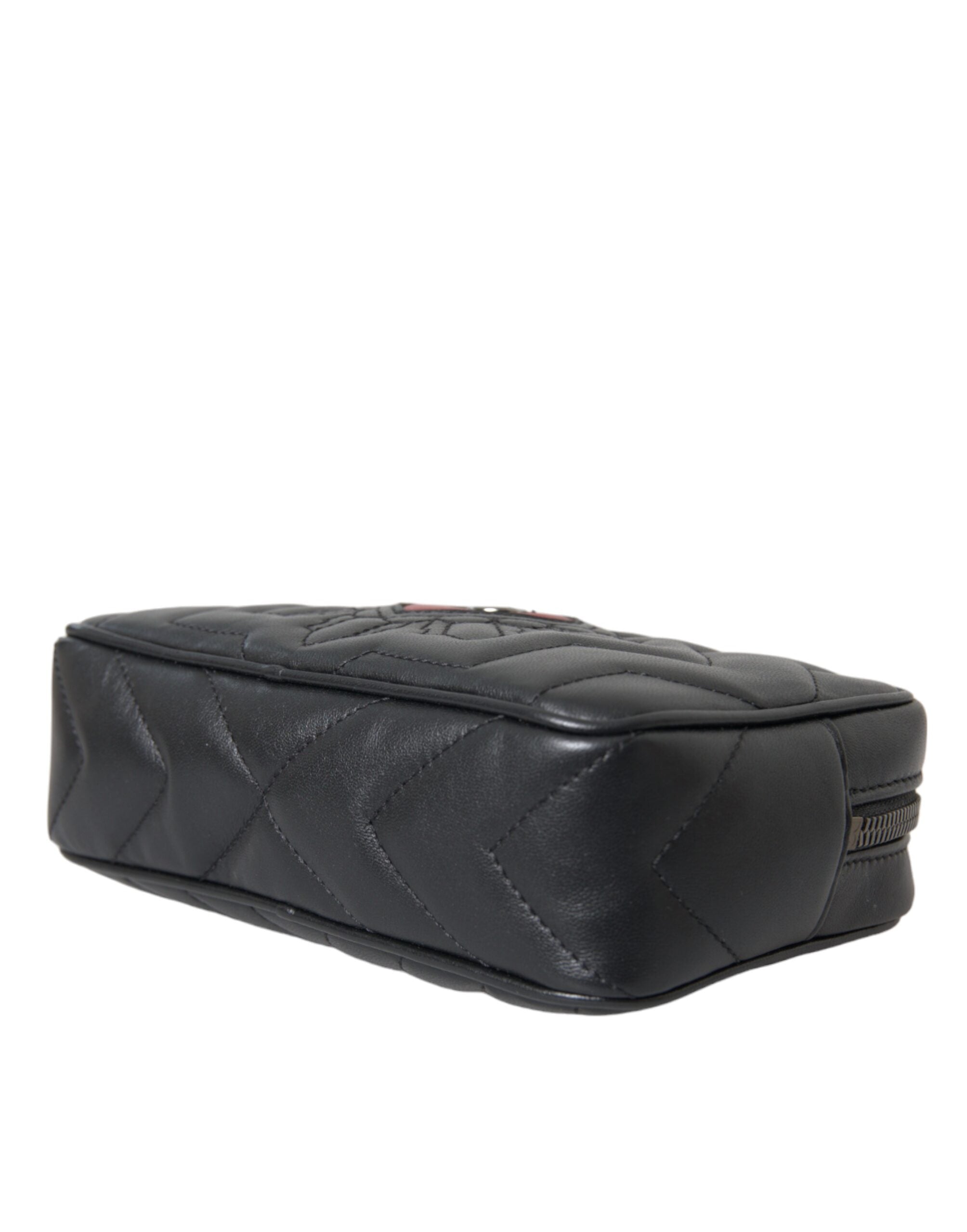 Dolce & Gabbana Black Leather Marsupio Quilted Love Belt Fanny Pack Bag
